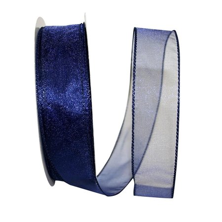 RELIANT RIBBON Sheer Lovely Value Wired Edge Ribbon Navy 1.5 in. x 50 yards 99908W-055-09K